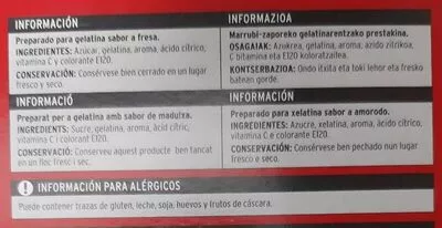 List of product ingredients Preparado para gelatina sabor fresa Eroski 2 x 85 g