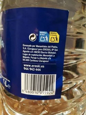 Lista de ingredientes del producto Agua mineral natural Eroski 