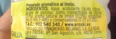 Lista de ingredientes del producto Aderezo al limón Eroski 