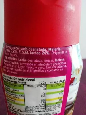 Lista de ingredientes del producto Leche condensada desnatada Eroski 