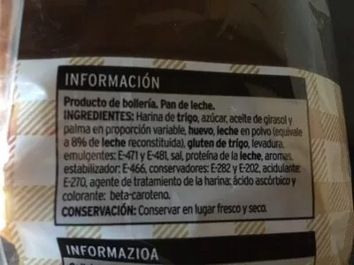 List of product ingredients Pan de leche Eroski 