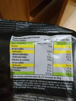 Lista de ingredientes del producto Seleqtia - Muesli con chocolate negro y chocolate con leche Eroski 