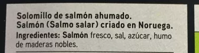 Lista de ingredientes del producto Seleqtia solomillos de salmón ahumado Eroski 