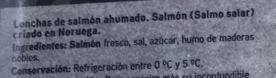List of product ingredients Seleqtia salmón noruego ahumado Eroski 