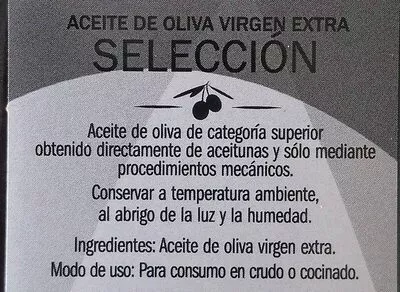 Liste des ingrédients du produit Aceite de oliva virgen extra selección Eliges 