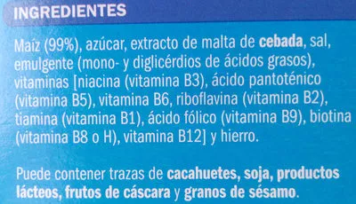 List of product ingredients Copos de maiz Eliges 500 g