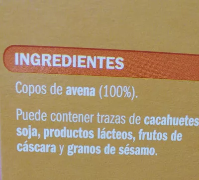 Lista de ingredientes del producto Copos de Avena eliges 500g