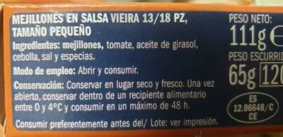 List of product ingredients Mejillón Eliges 111 g