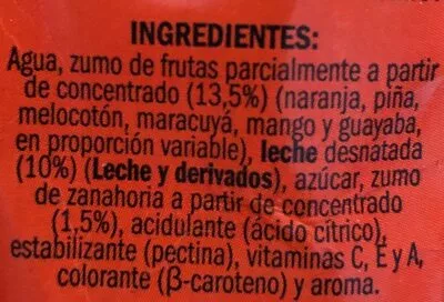 Liste des ingrédients du produit Fruta y leche tropical eliges 
