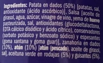 Liste des ingrédients du produit Ensaladilla rusa Eliges 250 g