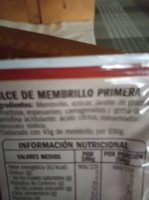 List of product ingredients Dulce de membrillo Eliges, IFA 400 g
