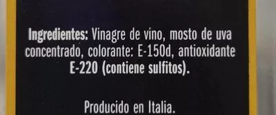 Lista de ingredientes del producto Vinagre Balsámico De Módena 0.5 L Vidrio Eliges 