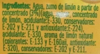 Lista de ingredientes del producto Aderezo de limón eliges 0.5 l