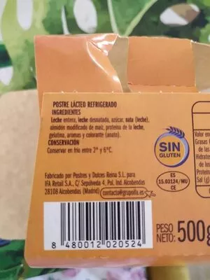 Lista de ingredientes del producto Natillas sabor vainilla Eliges 500 g