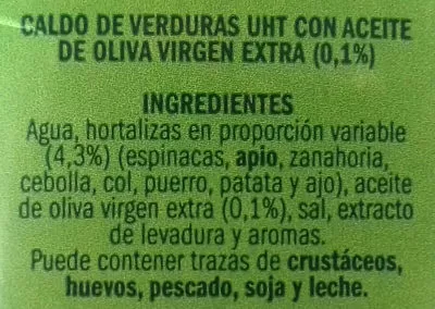 List of product ingredients Caldo de verduras Eliges 1 l