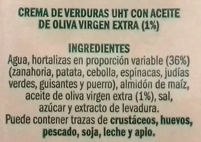 List of product ingredients Crema de verduras Eliges 500 g
