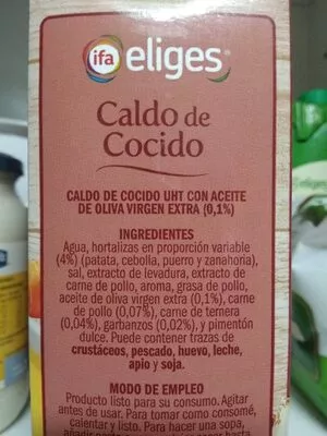 Lista de ingredientes del producto Caldo de cocido Eliges 