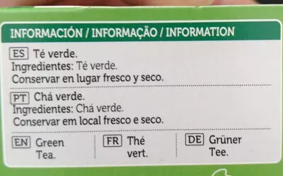 Lista de ingredientes del producto Te verde Spar 25