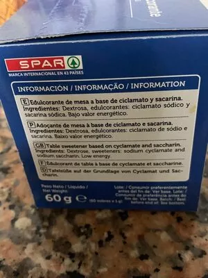 List of product ingredients Edulcorante de mesa Spar 
