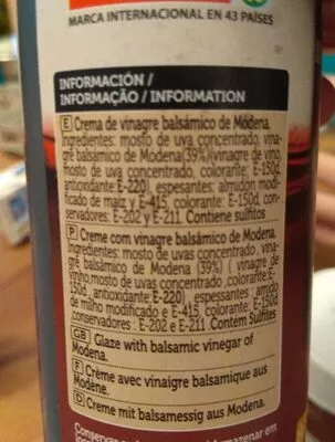 Lista de ingredientes del producto 250 Ml-vinagre Spar 