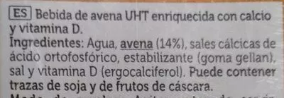 Lista de ingredientes del producto Bebida de Avena con Calcio Spar 