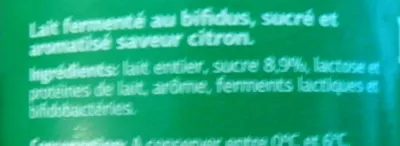 Lista de ingredientes del producto Bifidus saveur Citron Dia 500 g (4 x 125 g)