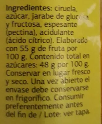 List of product ingredients Mermelada de ciruela extra Dia 