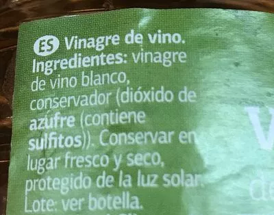 Lista de ingredientes del producto Vinagre de vino Dia 1 l