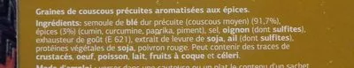 List of product ingredients Couscous parfumé Dia 500 g