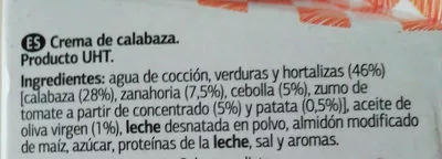 List of product ingredients Crema de calabaza Dia 500 ml