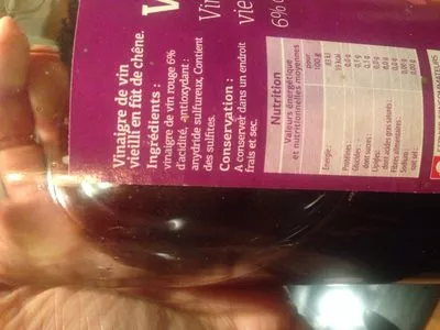 List of product ingredients Vinaigre de vin vieilli en fut de chene Dia 