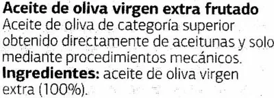Liste des ingrédients du produit Aceite de oliva virgen extra Frutado Dia 1 l