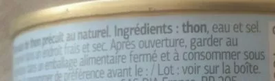 List of product ingredients Morceaux de thon au naturel Dia 190 g