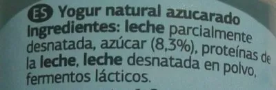 Liste des ingrédients du produit Yogur natural azucarado Dia 125 g