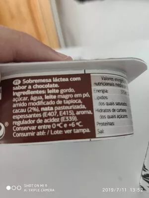 List of product ingredients Natillas chocolate Dia Dia 6 x 125 g
