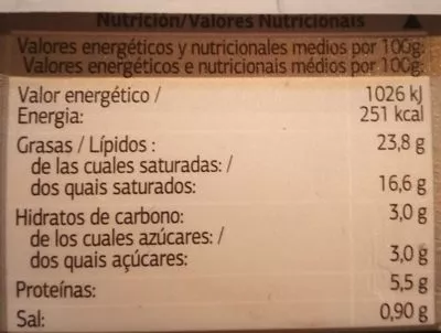 List of product ingredients Queso para untar Dia 250 g