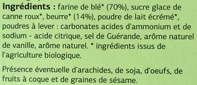 Lista de ingredientes del producto Petit Beurre Bio Dia 167g (20 biscuits)