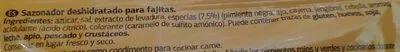 Liste des ingrédients du produit Sazonador para fajitas Dia 30 gr