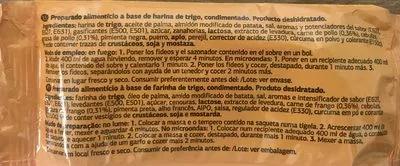 List of product ingredients Fideos chinos de pollo Dia 85g