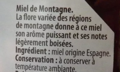 List of product ingredients Miel de montagne Dia 500 g