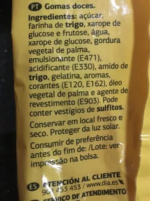 List of product ingredients Bonbons Dia 225 g