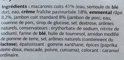 List of product ingredients Gratin de Macaronis au Jambon Dia 300 g