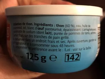 List of product ingredients Rillettes thon Dia 125 g