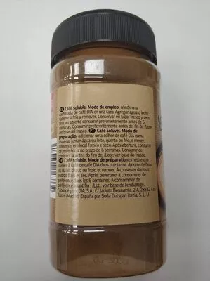 Lista de ingredientes del producto Cafe soluble crema Dia 100 g