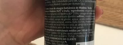 Lista de ingredientes del producto Vinagre balsamico Dia 