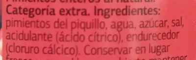 Liste des ingrédients du produit Pimientos piquillo enteros Dia 260g