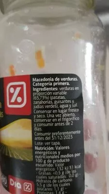 Lista de ingredientes del producto Macedonia de verduras Dia 535 g
