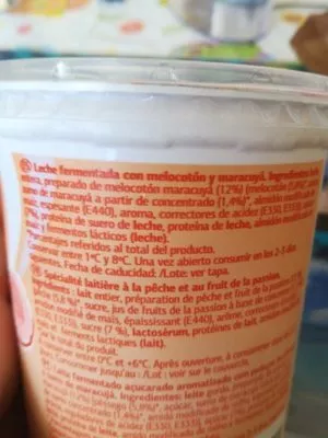 Lista de ingredientes del producto Dia Yogur Melocoton y Maracuyá Dia 