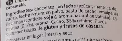 Liste des ingrédients du produit Delicious pétalos de chocolate con caramelo y sal Dia 150 g