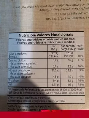 List of product ingredients Pizza barbacoa dia 